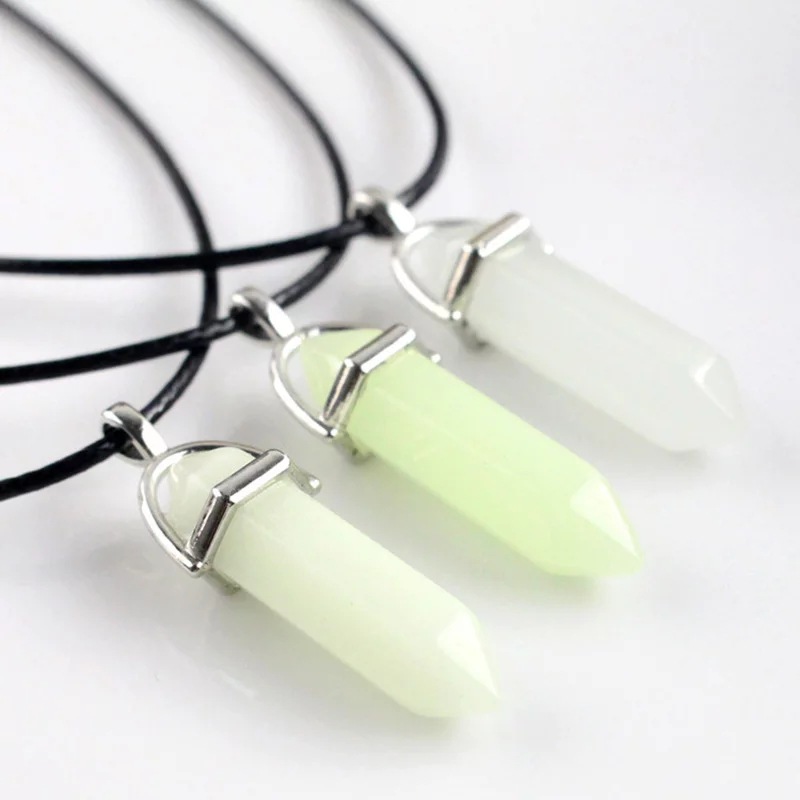 Glow-in-Dark Bullet Stone Pendant Necklace